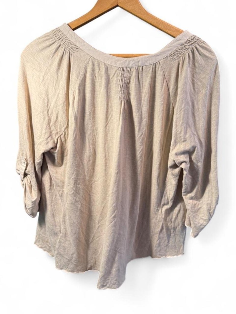 Boho Embroidered V-Neck Peasant Blouse in Cream - Picture 2 of 5
